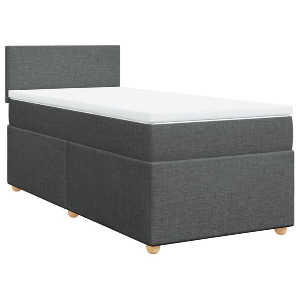 vidaXL Κρεβάτι Boxspring με Στρώμα Σκούρο Γκρι 100x200 εκ. Υφασμάτινο