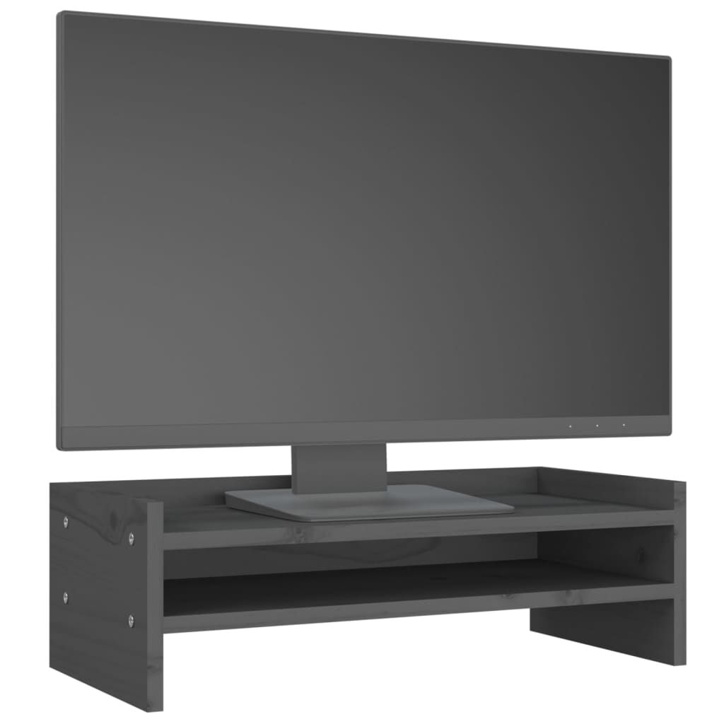 vidaXL Βάση Οθόνης Γκρι 50 x 24 x 16 εκ. από Μασίφ Ξύλο Πεύκου