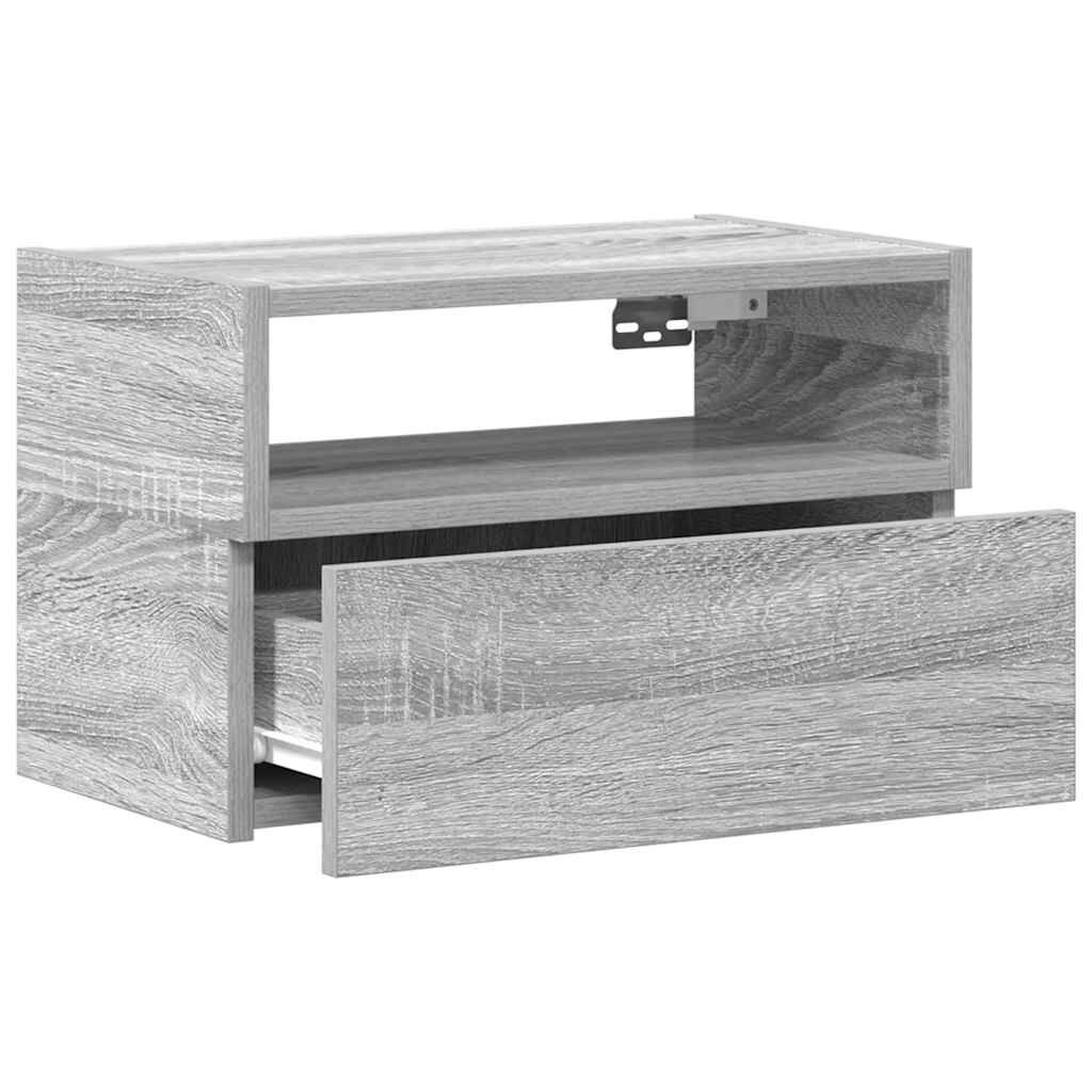 vidaXL Κομοδίνα Επιτοίχια 2 τεμ. Γκρι Sonoma 45x26x28,5 εκ.