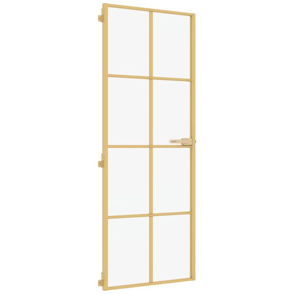 vidaXL Εσωτερική Πόρτα Χρυσή 76 x 201,5 εκ. Ψημένο Γυαλί & Αλουμίνιο