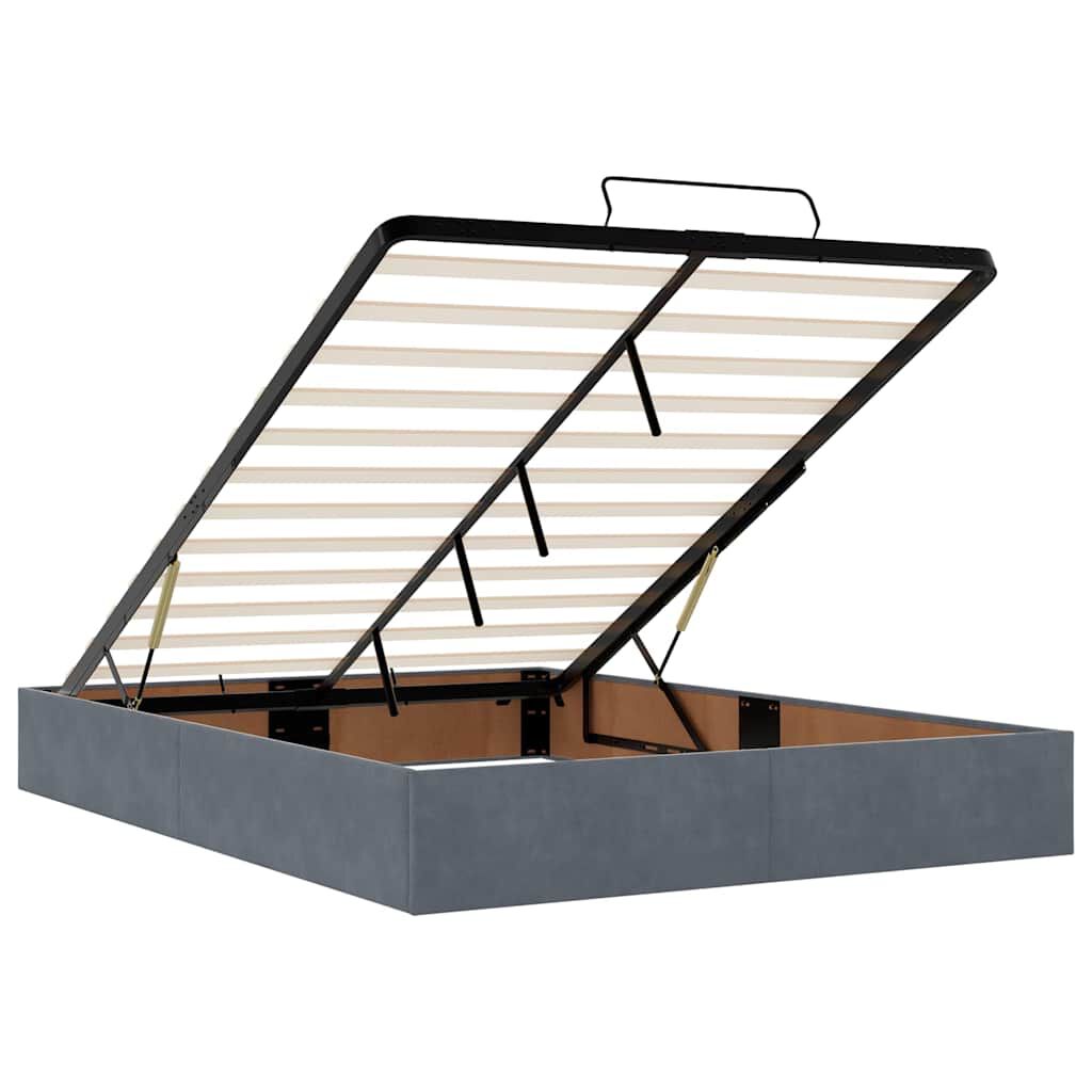 vidaXL Οθωμανικό κρεβάτι με στρώμα & LEDs Σκούρο γκρι 140x190cm Velvet