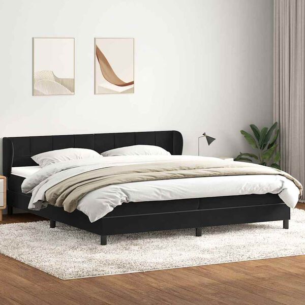 vidaXL Box Spring &Kappa;&rho;&epsilon;&beta;ά&tau;&iota; &mu;&epsilon; &sigma;&tau;&rho;ώ&mu;&alpha;&tau;&alpha; &Mu;&alpha;ύ&rho;&omicron; 180x210 cm Velvet