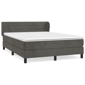 vidaXL Κρεβάτι Boxspring με Στρώμα Σκούρο Γκρι 160x200 εκ. Βελούδινο