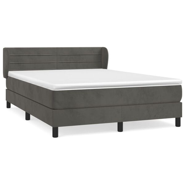 vidaXL Κρεβάτι Boxspring με Στρώμα Σκούρο Γκρι 160x200 εκ. Βελούδινο
