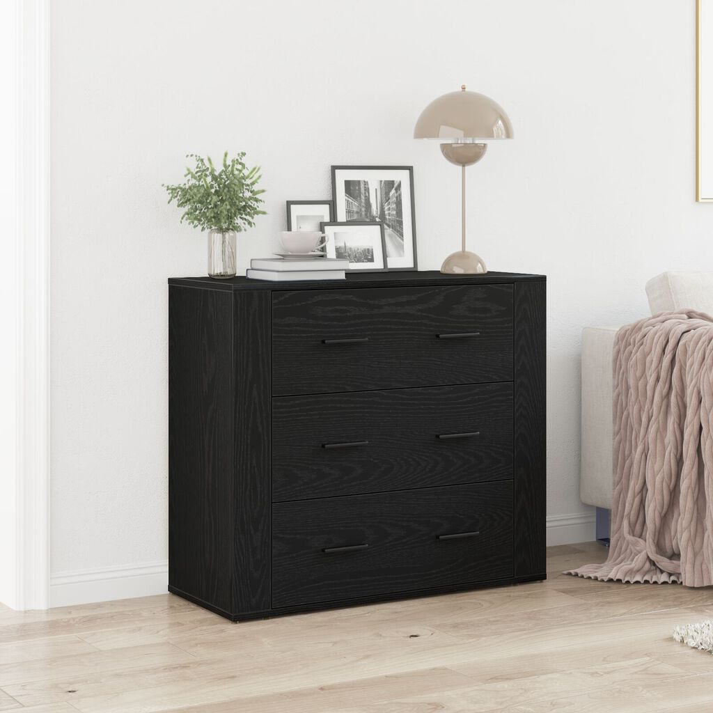 vidaXL Μπουφές Μαύρο Δρυς 33x80x70 εκ. Κατασκευασμένο ξύλο