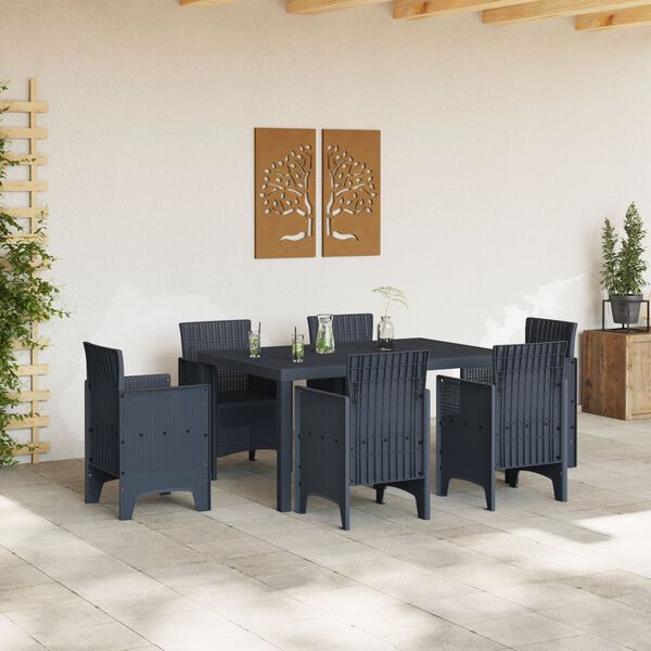 vidaXL Τραπέζι Κήπου Ανθρακί 150x100x73 εκ. Πολυ Ράτταν