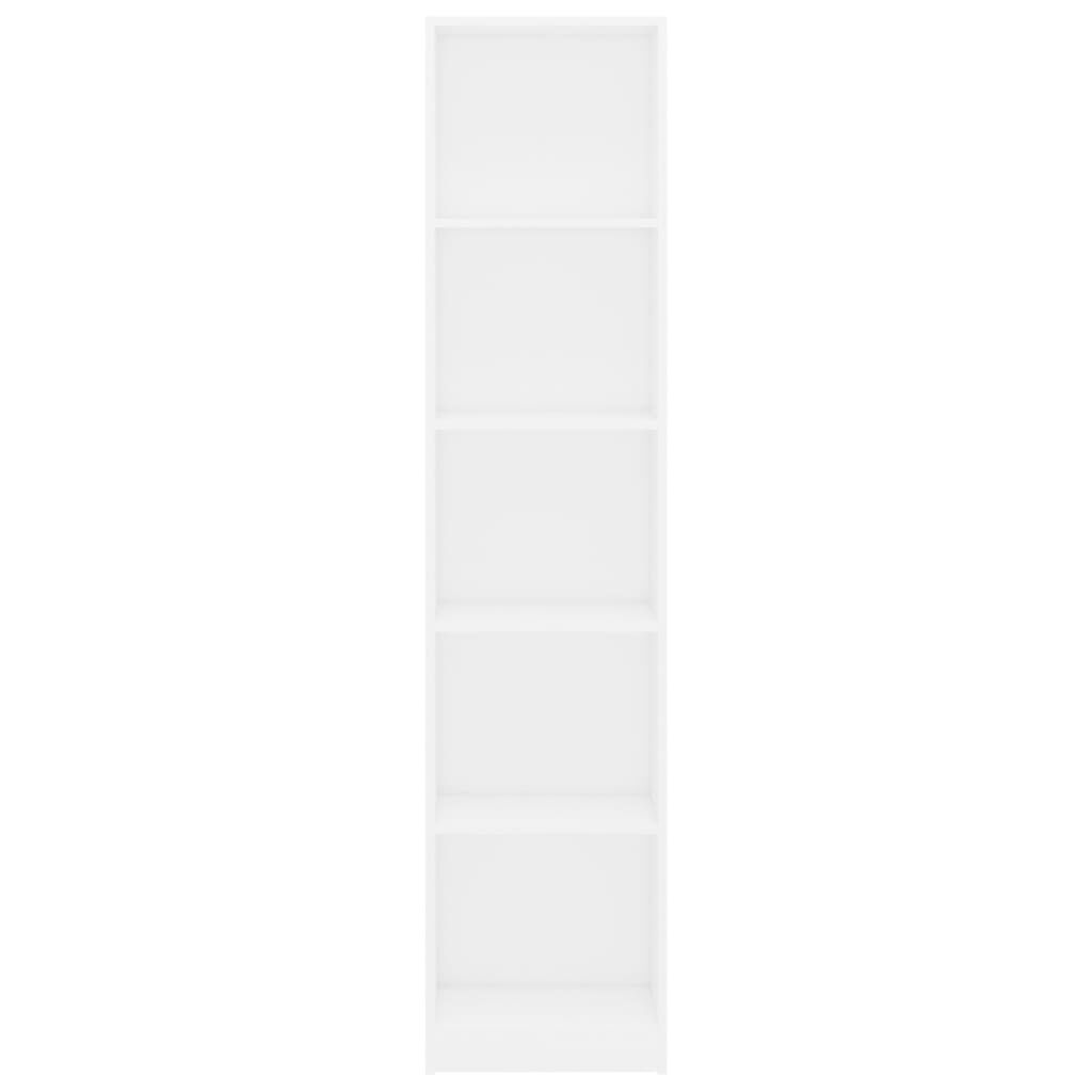 vidaXL Βιβλιοθήκη με 5 Ράφια Λευκή 40 x 24 x 175 εκ. από Επεξ. Ξύλο