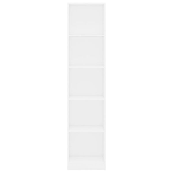 vidaXL Βιβλιοθήκη με 5 Ράφια Λευκή 40 x 24 x 175 εκ. από Επεξ. Ξύλο