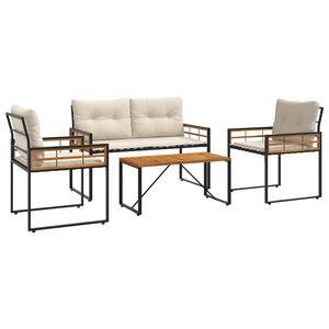 vidaXL Σετ Εξωτερικών Επίπλων με μαξιλάρι 4 pcs Κρεμ