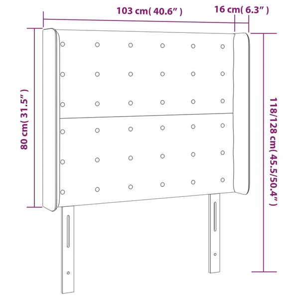 vidaXL Κεφαλάρι με Πτερύγια Σκούρο Γκρι 103x16x118/128 εκ.Βελούδινο