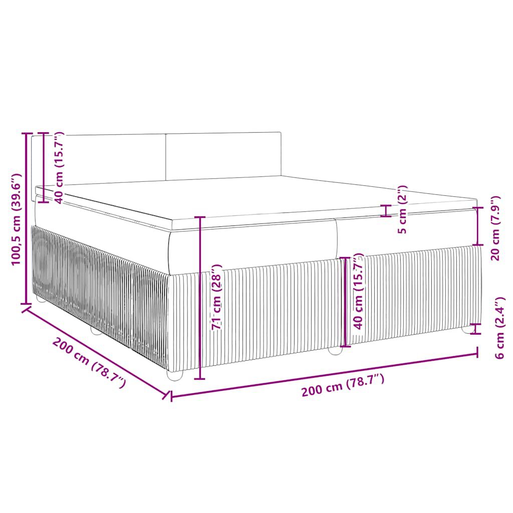 vidaXL Κρεβάτι Boxspring με Στρώμα Μπλε 200x200 εκ. Βελούδινο