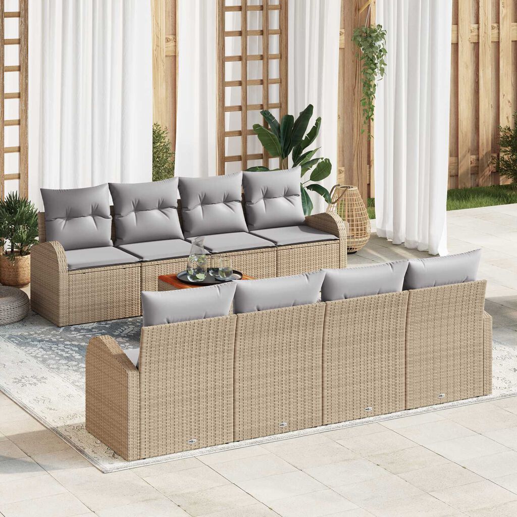 vidaXL Σετ Καναπέ Κήπου 9 pcs μπεζ και ανοιχτό γκρι