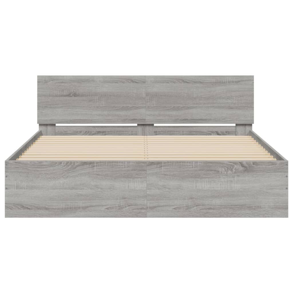 vidaXL Πλαίσιο Κρεβατιού με Κεφαλάρι/LED Γκρι Sonoma 160x200 εκ.