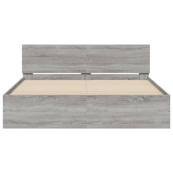 vidaXL Πλαίσιο Κρεβατιού με Κεφαλάρι/LED Γκρι Sonoma 160x200 εκ.