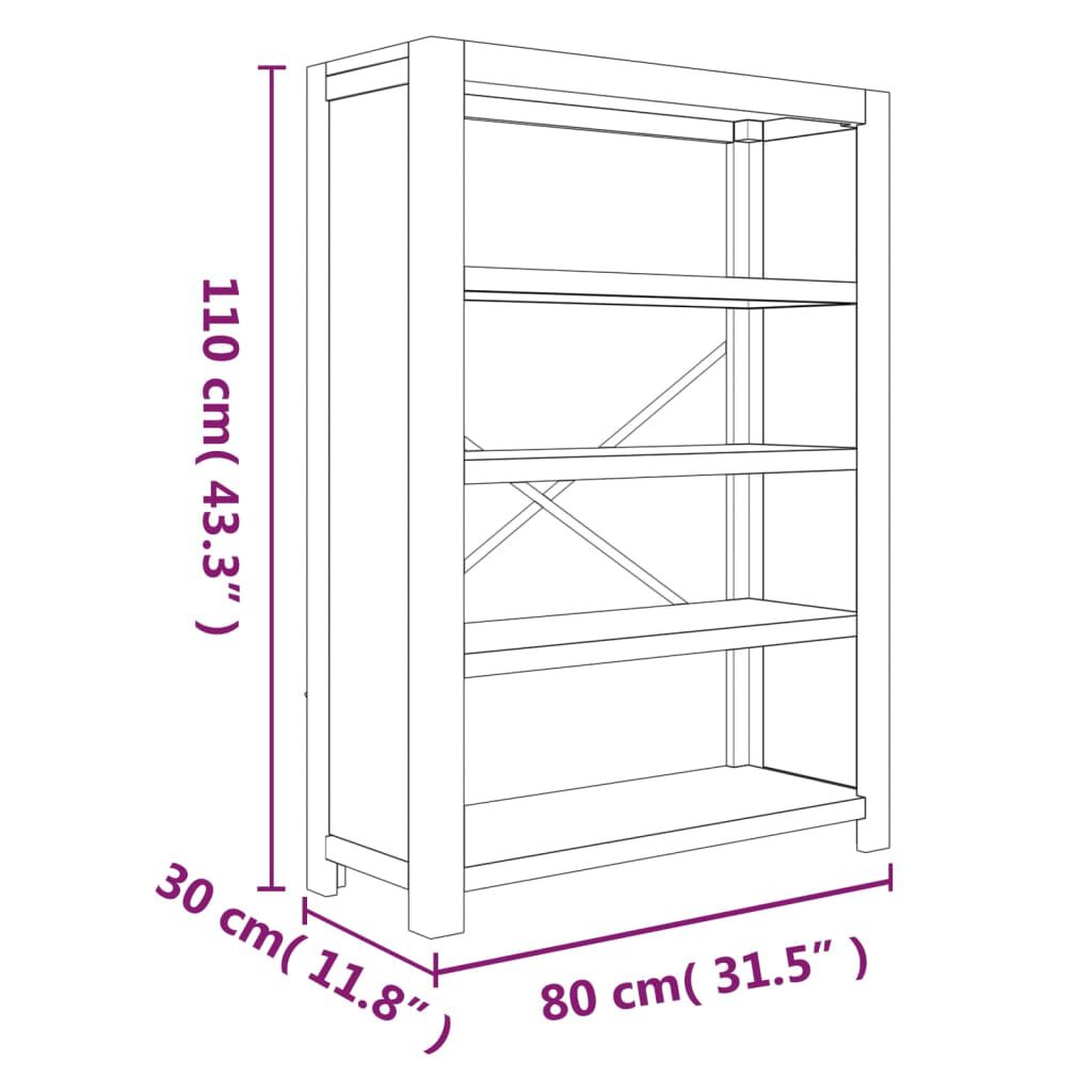 vidaXL Βιβλιοθήκη με 4 Επίπεδα 80x30x110 εκ. Μασίφ Ξύλο Ακακίας