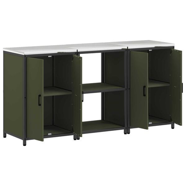 vidaXL Σετ Αποθήκευσης Κουζίνας 3 pcs Ελιά Πράσινη 180 x 50 x 92 εκ.