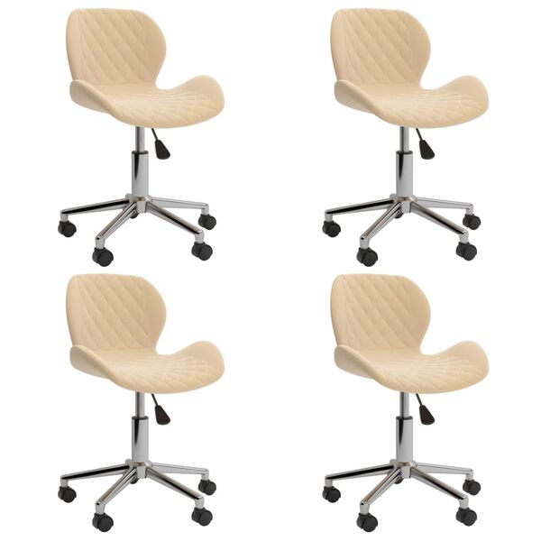 vidaXL Καρέκλες Τραπεζαρίας Περιστρεφόμενες 4 τεμ. Κρεμ Βελούδινες