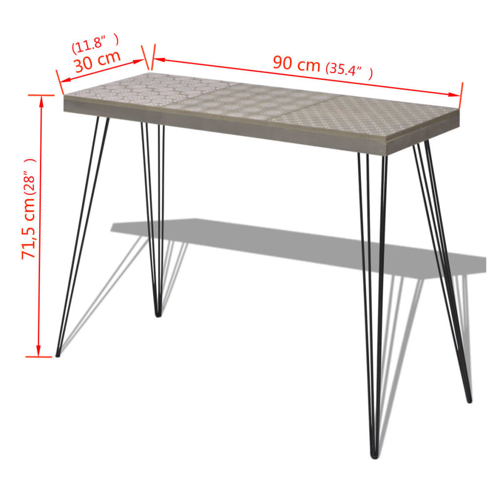 vidaXL Κονσόλα Τραπέζι Γκρι 90 x 30 x 71,5 εκ.