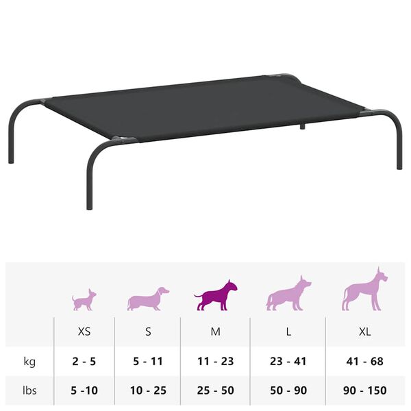 vidaXL Ανυψωμένο κρεβάτι σκύλου μαύρο 110x65x20 cm ύφασμα Οξφόρδης
