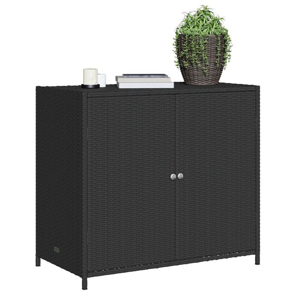 vidaXL Ντουλάπι Αποθήκευσης Κήπου Μαύρο 83x45x76 εκ. Συνθετικό Ρατάν