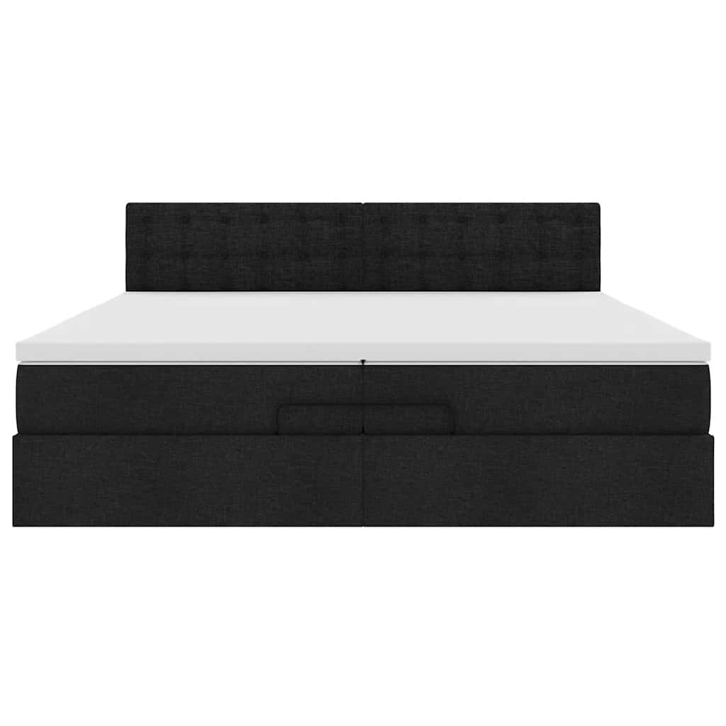 vidaXL Οθωμανικό κρεβάτι με στρώμα Μαύρο 200x200 cm Ύφασμα