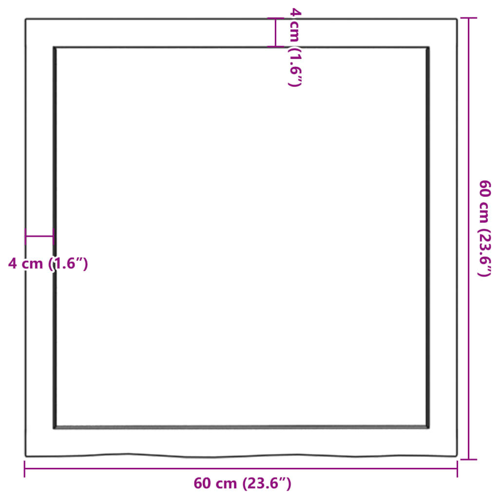 vidaXL Επιφάνεια Τραπεζιού 60x60x(2-4) εκ Ακατέργαστο Μασίφ Ξύλο Δρυός