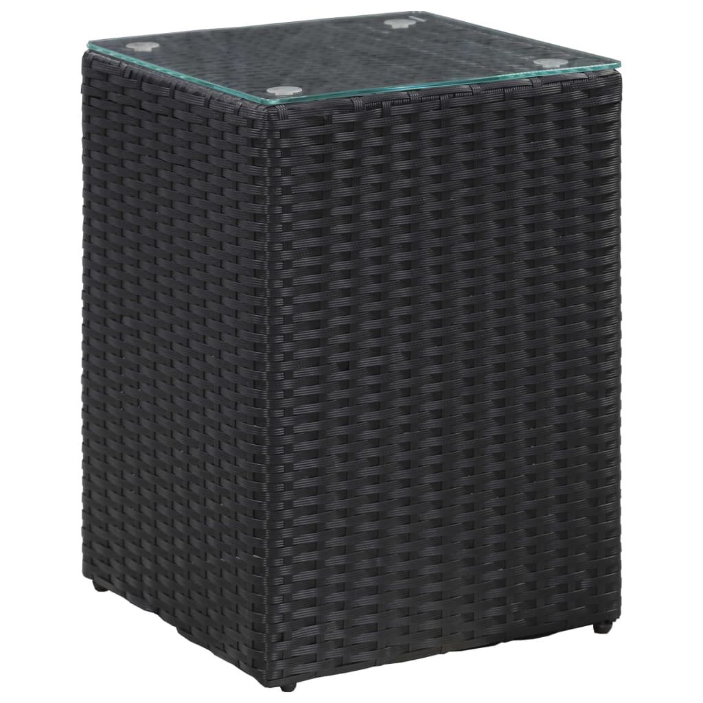 vidaXL Τραπεζάκι Μαύρο 35x35x52 εκ. Συνθετ. Ρατάν με Γυάλινη Επιφάνεια
