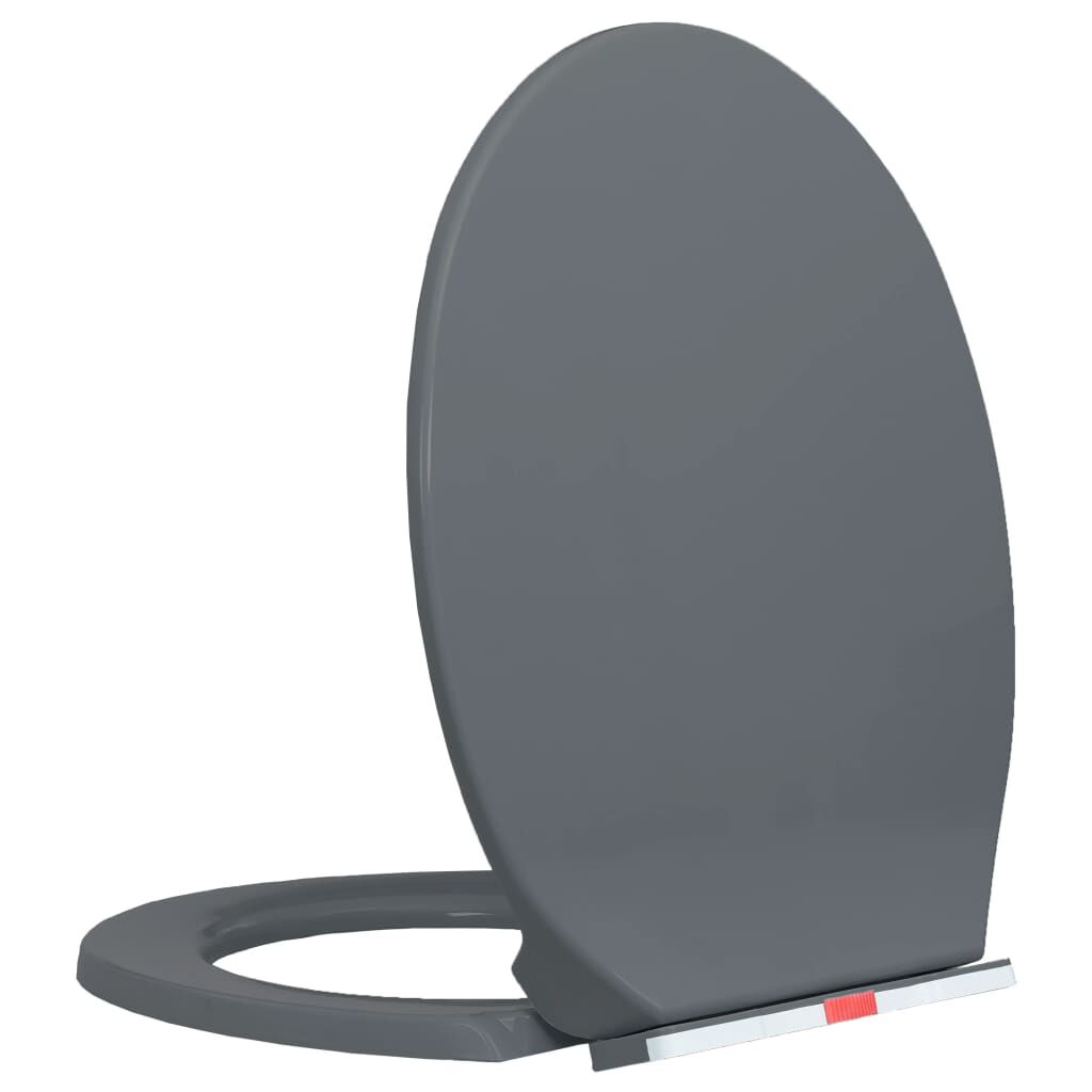 vidaXL Κάλυμμα Λεκάνης με Soft Close &amp; Quick Release Οβάλ Γκρι