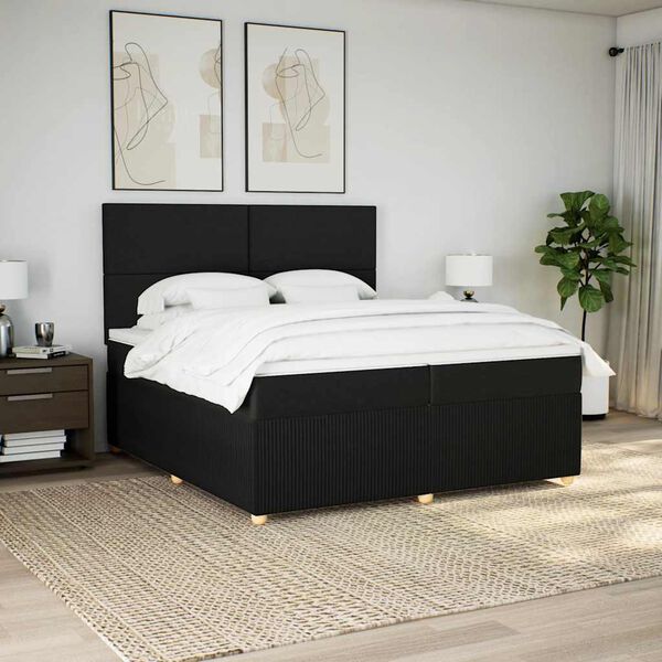 vidaXL &Kappa;&rho;&epsilon;&beta;ά&tau;&iota; Boxspring &mu;&epsilon; &Sigma;&tau;&rho;ώ&mu;&alpha; &Mu;&alpha;ύ&rho;&omicron; 200x200 &epsilon;&kappa;. &Upsilon;&phi;&alpha;&sigma;&mu;ά&tau;&iota;&nu;&omicron;