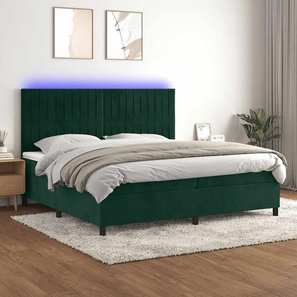 vidaXL &Kappa;&rho;&epsilon;&beta;ά&tau;&iota; Boxspring &mu;&epsilon; &Sigma;&tau;&rho;ώ&mu;&alpha; & LED &Sigma;&kappa;. &Pi;&rho;ά&sigma;&iota;&nu;&omicron; 200x200&epsilon;&kappa; &Beta;&epsilon;&lambda;&omicron;ύ&delta;&omicron;