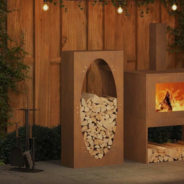 vidaXL Ράφι για καυσόξυλα 50x23x100 εκ. Ατσάλι σκληρυθέν στον αέρα