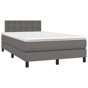 vidaXL Κρεβάτι Boxspring με Στρώμα Γκρι 120x190εκ. από Συνθετικό Δέρμα