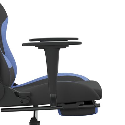 vidaXL Καρέκλα Μασάζ Gaming Μαύρη/Μπλε Ύφασμα με Υποπόδιο