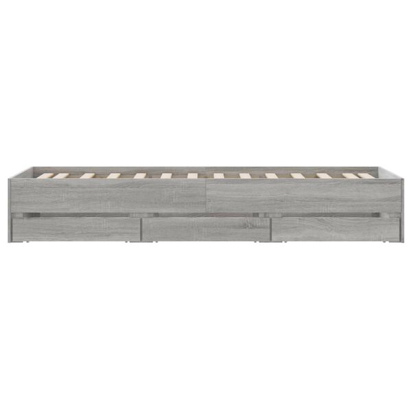 vidaXL Πλαίσιο Κρεβατιού με Συρτάρια Γκρι Sonoma 75x190 εκ. Επεξ. Ξύλο