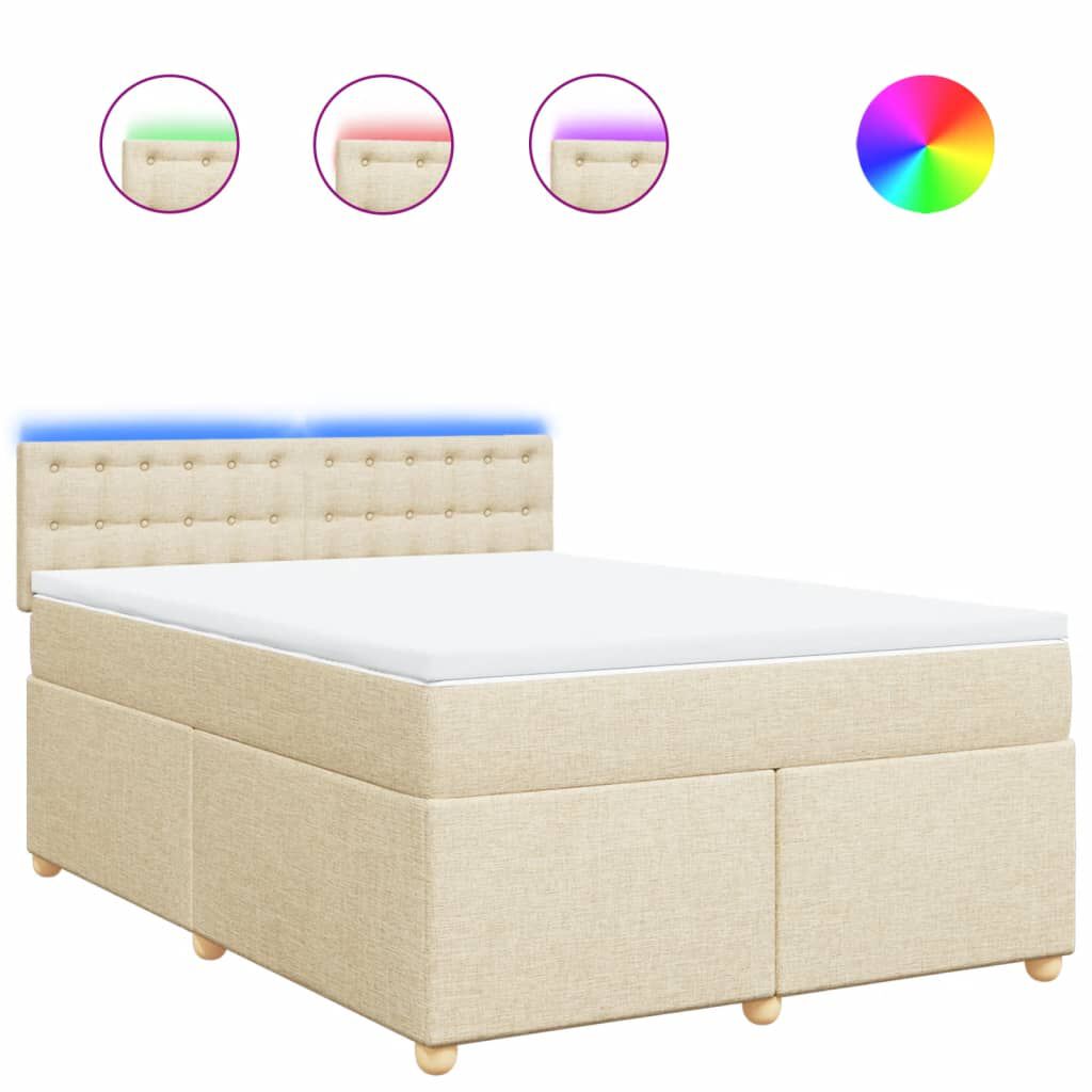 vidaXL Κρεβάτι Boxspring με Στρώμα Κρεμ 160x200 εκ. Υφασμάτινο