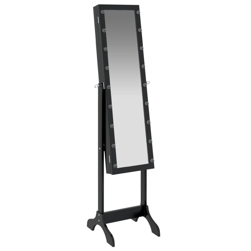 vidaXL Καθρέφτης Επιδαπέδιος με LED Μαύρος 34 x 37 x 146 εκ.