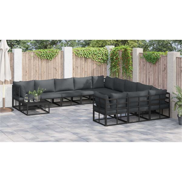 vidaXL Σετ Καναπέ Κήπου 11 pcs Μαύρο 70 x 70 x 32 εκ Αλουμίνιο