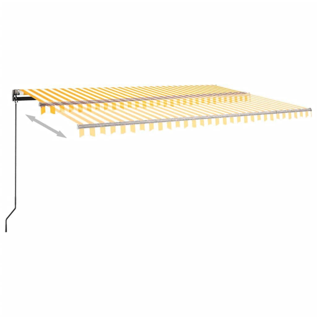 vidaXL Τέντα Αυτόματη με LED & Αισθ. Ανέμου Κίτρινο/Λευκό 500x300 εκ.