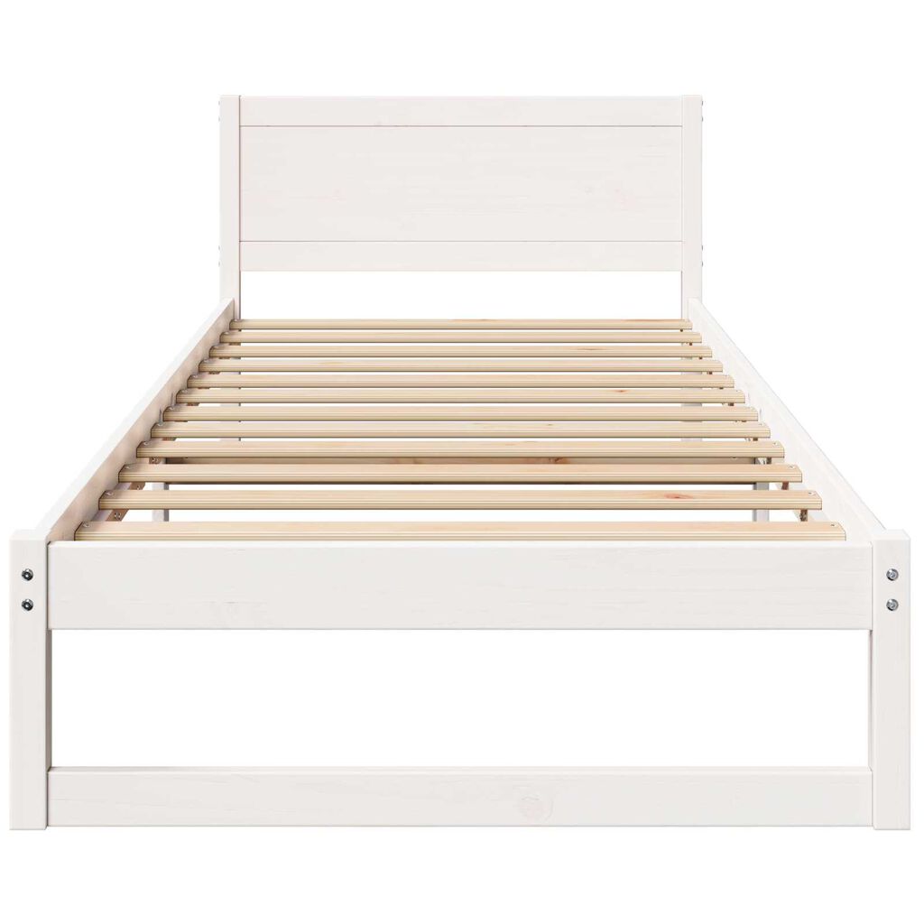 vidaXL Σκελετός Κρεβατιού Λευκό 90 x 190 cm Μασίφ ξύλο πεύκου
