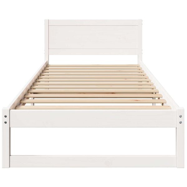 vidaXL Σκελετός Κρεβατιού Λευκό 90 x 190 cm Μασίφ ξύλο πεύκου
