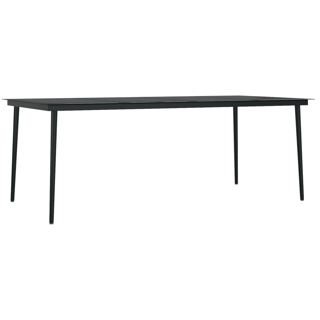vidaXL Τραπεζαρία Κήπου Μαύρη 200 x 100 x 74 εκ. από Ατσάλι και Γυαλί