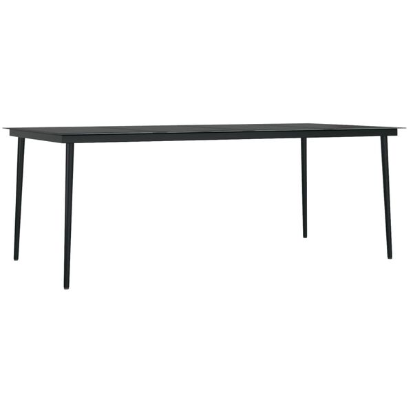 vidaXL Τραπεζαρία Κήπου Μαύρη 200 x 100 x 74 εκ. από Ατσάλι και Γυαλί