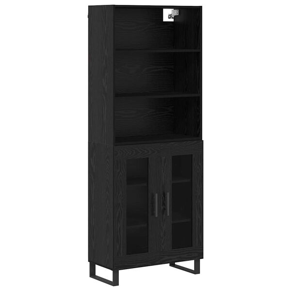 vidaXL Highboard &Mu;&alpha;ύ&rho;&eta; &Omicron;&xi;&upsilon;ά 69,5 x 34 x 180 &epsilon;&kappa;. &Epsilon;&pi;&epsilon;&xi;&epsilon;&rho;&gamma;&alpha;&sigma;&mu;έ&nu;&omicron; &xi;ύ&lambda;&omicron;