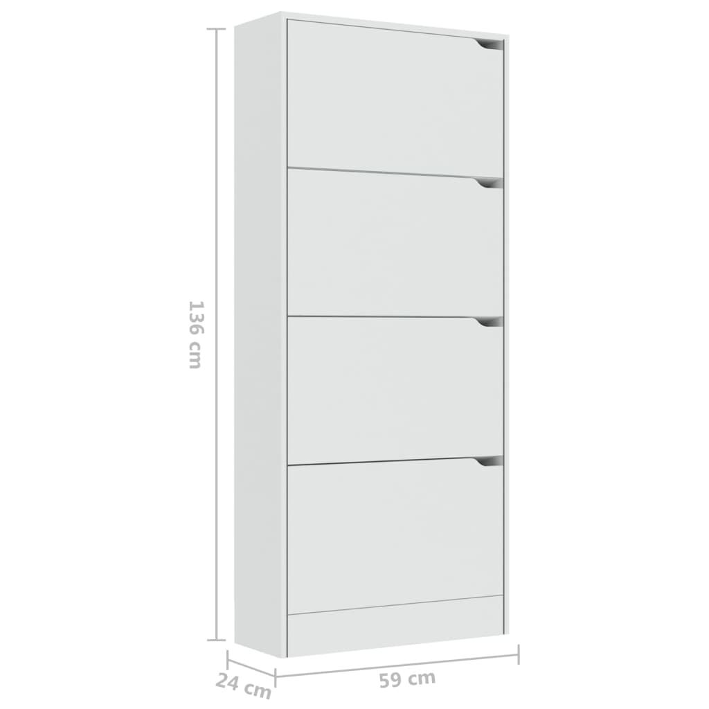 vidaXL Παπουτσοθήκη με 4 Πόρτες Λευκή 59x24x136 εκ. από Μοριοσανίδα