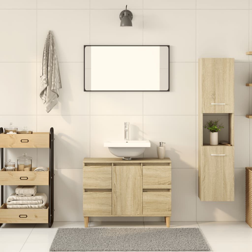 vidaXL Στήλη Μπάνιου Sonoma Δρυς 30 x 30 x 130 εκ. από Επεξ. Ξύλο