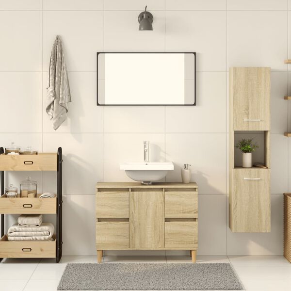 vidaXL Στήλη Μπάνιου Sonoma Δρυς 30 x 30 x 130 εκ. από Επεξ. Ξύλο