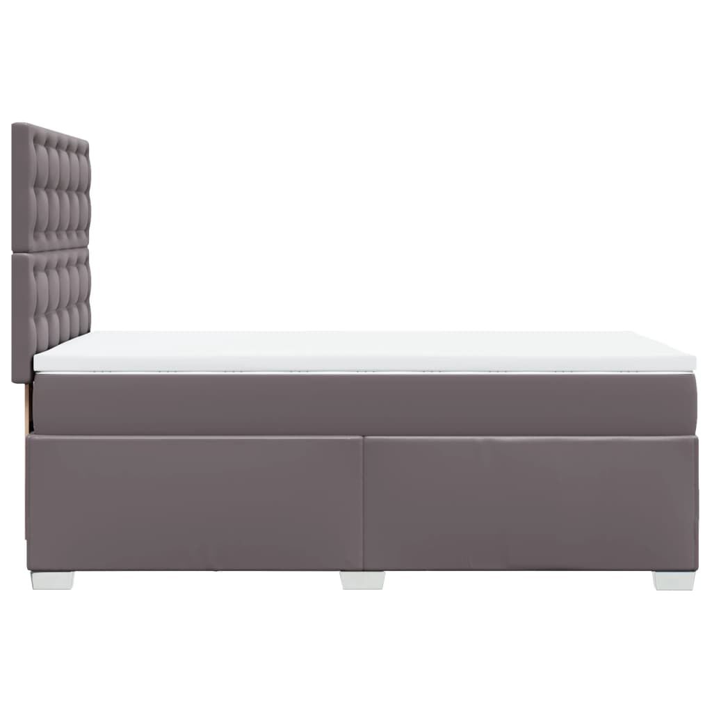 vidaXL Κρεβάτι Boxspring με Στρώμα Γκρι 90x200 εκ. από Συνθετικό Δέρμα