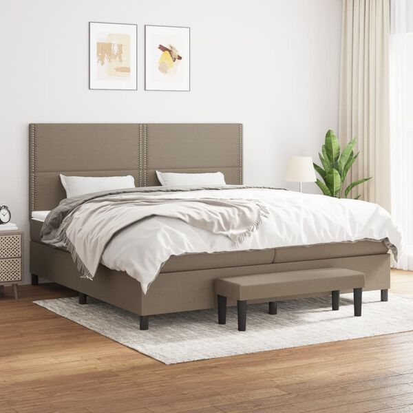 vidaXL &Kappa;&rho;&epsilon;&beta;ά&tau;&iota; Boxspring &mu;&epsilon; &Sigma;&tau;&rho;ώ&mu;&alpha; Taupe 200x200 &epsilon;&kappa;. &Upsilon;&phi;&alpha;&sigma;&mu;ά&tau;&iota;&nu;&omicron;