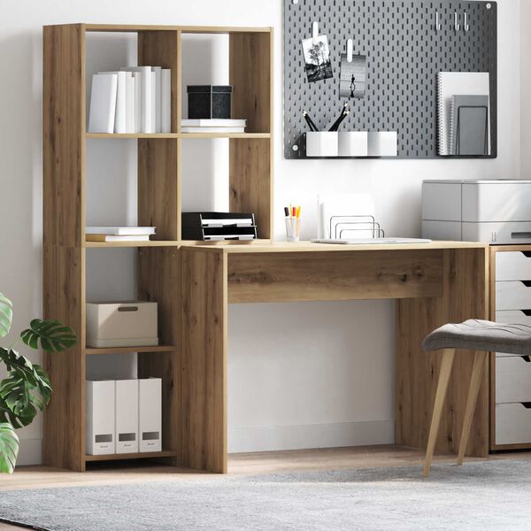 vidaXL Γραφείο artisan δρυς 138.5 x 55 x 143 εκ Επεξεργασμένο ξύλο