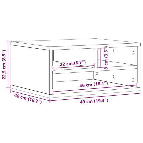 vidaXL Εκτυπωτής Σταντ Παλιό Ξύλο 49x40x22,5 εκ Κατασκευασμένο Ξύλο